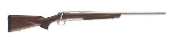 New! The Browning X-Bolt Stainless Hunter Family – All Popular and New Calibers – Matte Stainless Steel, Grade I Satin Finish Walnut, Glass Bedded Action, Free Floated Barrel, Detachable Rotary Magazine, 60 degree bolt-lift, Target Crown