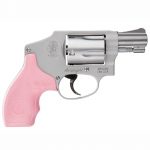 New! Smith and Wesson 150466 Model 642 Airweight 38 Special +P 1.88 inches 5 rounds Pink Synthetic Grip Stainless and Silver Aluminum Finish (includes black grips too)