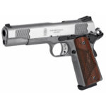 New! Smith & Wesson 108482 1911 E-Series (ESER) 45 ACP Caliber with 5″ Barrel, 8+1 Capacity, Overall Satin Stainless Steel Finish, Beavertail Frame, Serrated Slide & Laminate Wood Grip