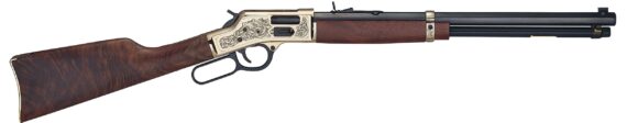 New! Henry H006GD Side Gate Deluxe 44 Mag / 44 Special 10+1 20″ Blued Octagon Barrel, Engraved Polished Brass Receiver, Fancy Grade American Walnut Premium Stock, Fully Adjustable Semi Buckhorn Sights, Side Gate Loading – Limited Production of 1,000