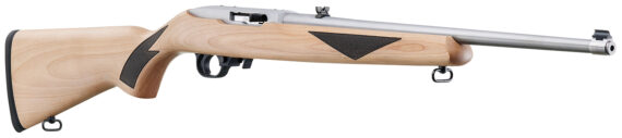 New Limited Edition! RUGER® 10/22® 31260 Collector’s Series 75th Anniversary Edition Sporter 22 LR 10+1 18.50″ Satin Stainless Steel Barrel & Receiver, Natural Finished Hardwood w/Black Checkering Stock, Scope Base Adapter and Sights