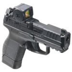 New Model! HK 81001319 VP9CC, Semi-automatic, Striker Fired, Micro-Compact, 9MM, 3.13″ Barrel, DLC Finish, Black, Tritium Front Sight, Black Rear Sight, Vortex Defender CCW Red Dot, one 12 Round and one 10 Round Magazines